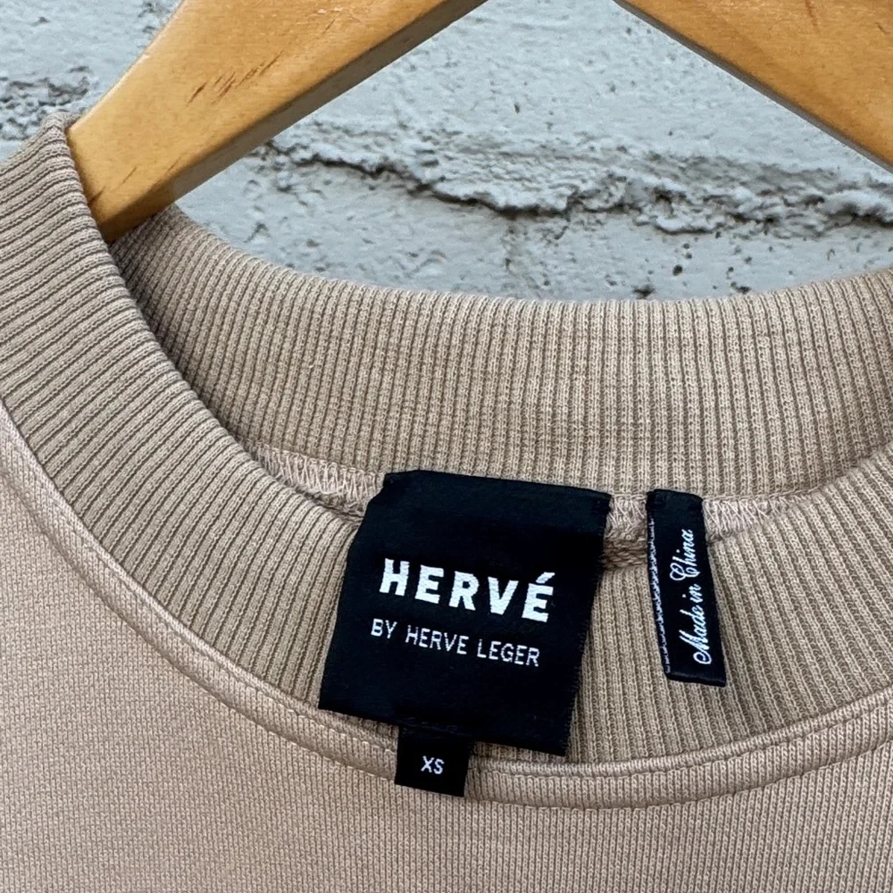 Herve Leger Sweatshirt Mini Dress Desert Size XS - Picture 6 of 14